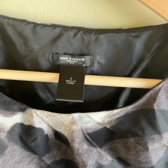 Ann Taylor Spotted Cheetah Print Ruched Draped Sheath Dress Size 6 Black Lined - Picture 4 of 9